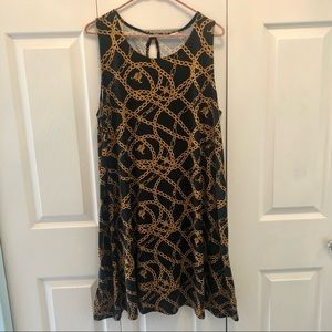 Jamie & Layla A-line dress, retro black with gold chain design, XL